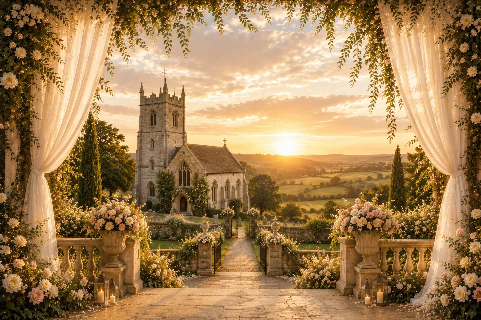 English Church wedding website & invitation design